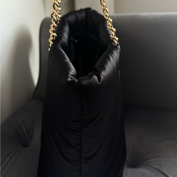 Tory Burch Black and Gold Quilted Nylon Tote
